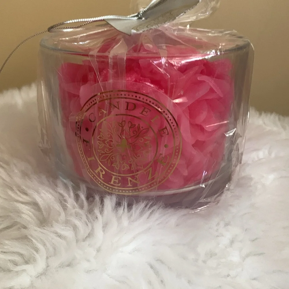 CANDELE FIRENZE pink roses cluster candle made in Poland NWT